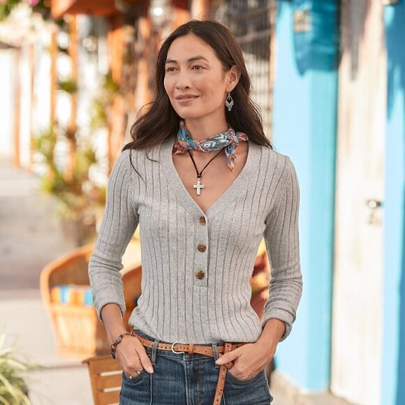 𝅺nwt Sundance Modern Wonder Henley Size Large Petite - Picture 2 of 9